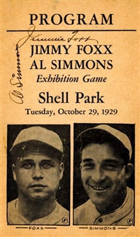 Jimmy Foxx and Al Simmons Dual-Signed 5x7 Program Cover 
